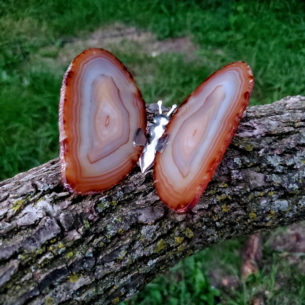 Natural Agate Slice Butterfly 100g